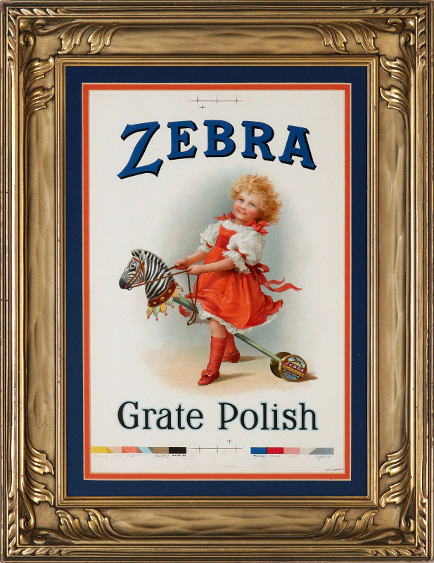 RARE ZEBRA GRATE POLISH PRINTER'S PROOF PAPER SIGN