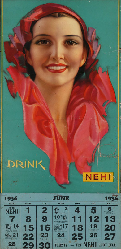 ROLF ARMSTRONG ILLUSTRATED CALENDAR FOR NEHI SODA