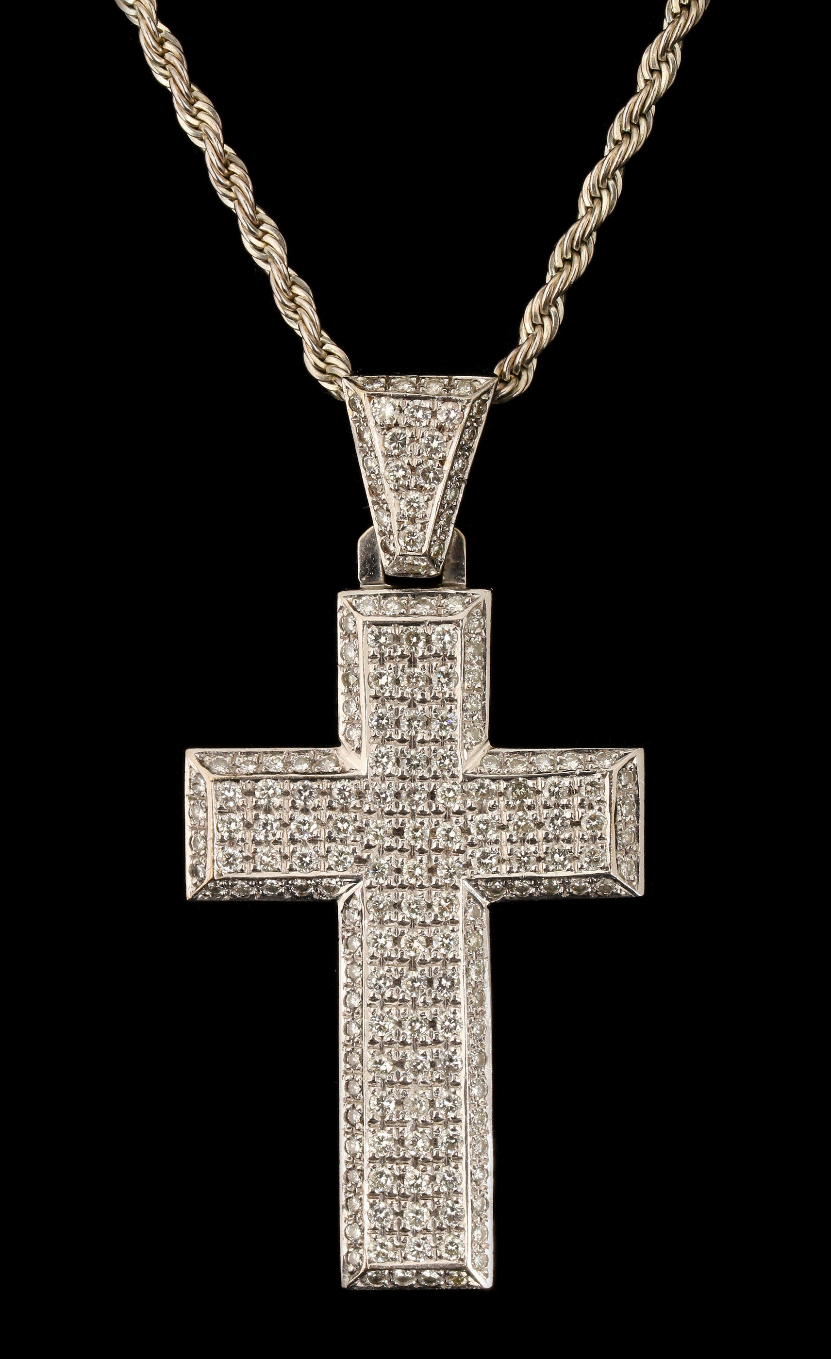 A 14K GOLD CROSS PENDANT APPROX 2.5 CT TW DIAMONDS