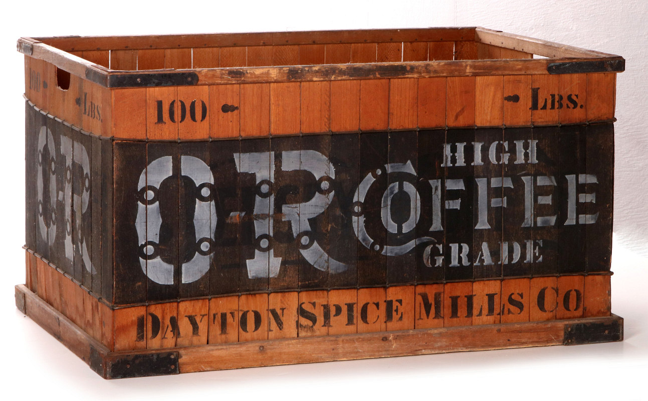 A CIRCA 1900 OR HIGH GRADE COFFEE WAREHOUSE CRATE