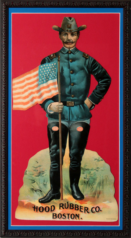 HOOD RUBBER CO DIE CUT W/ SPANISH AM WAR SOLDIER