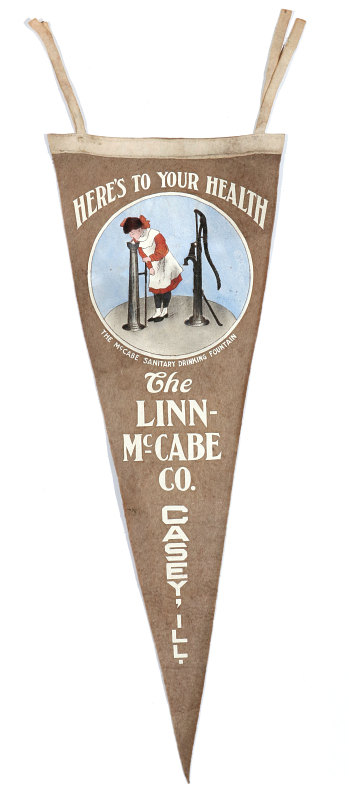 THE LINN-McCABE CO HAND PUMP MAKERS ADVTG PENNANT