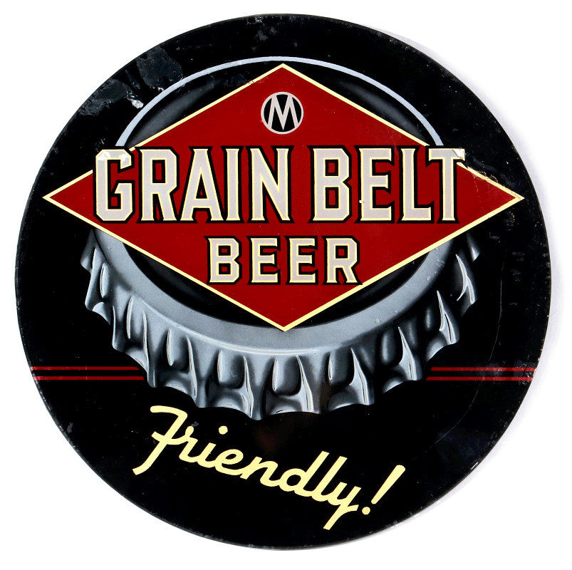 A CRCA 1940 GRAIN BELT BEER BOTTLE CAP SIGN