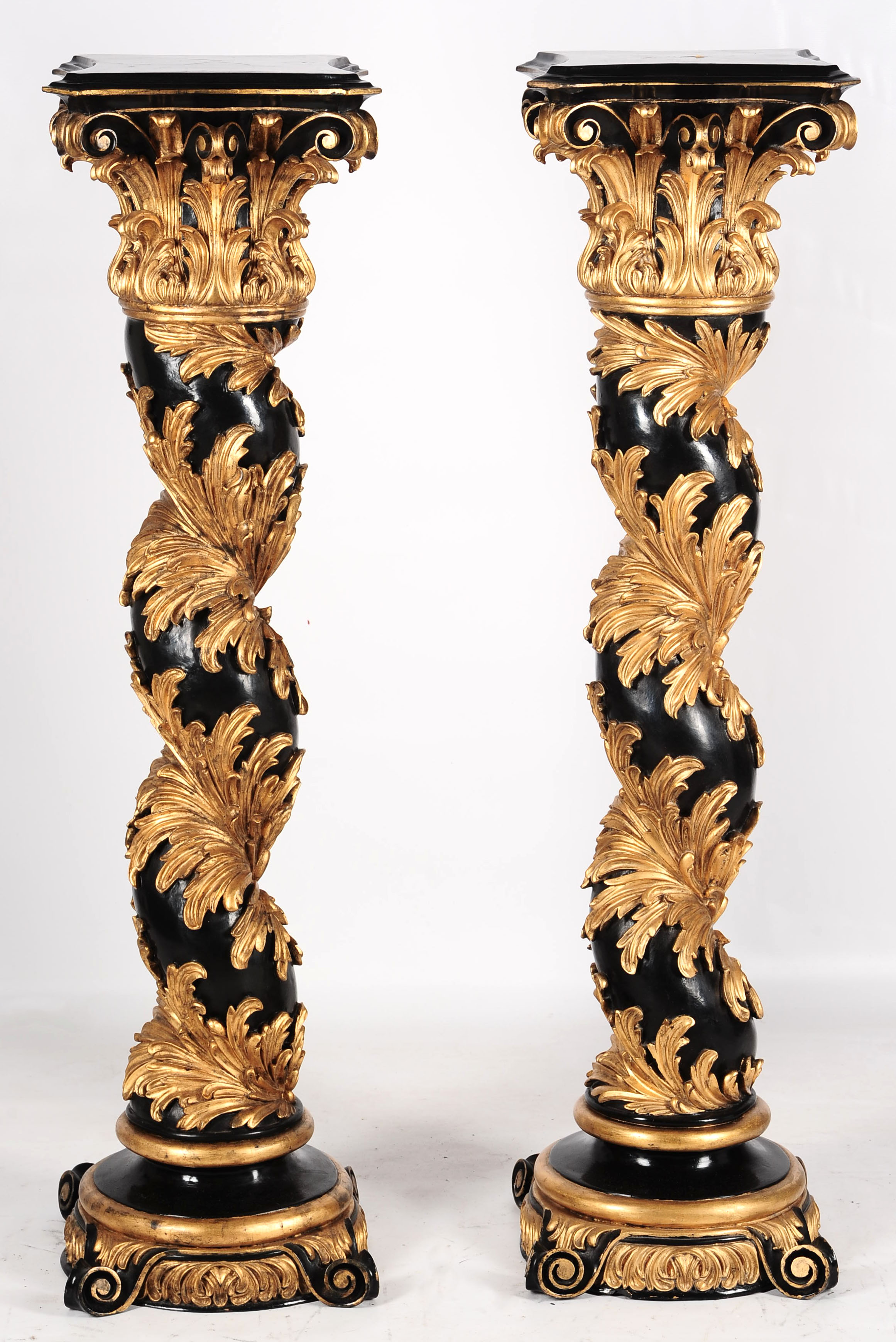 A PAIR OF 20TH C. PAINTED COLUMNAR PEDESTALS