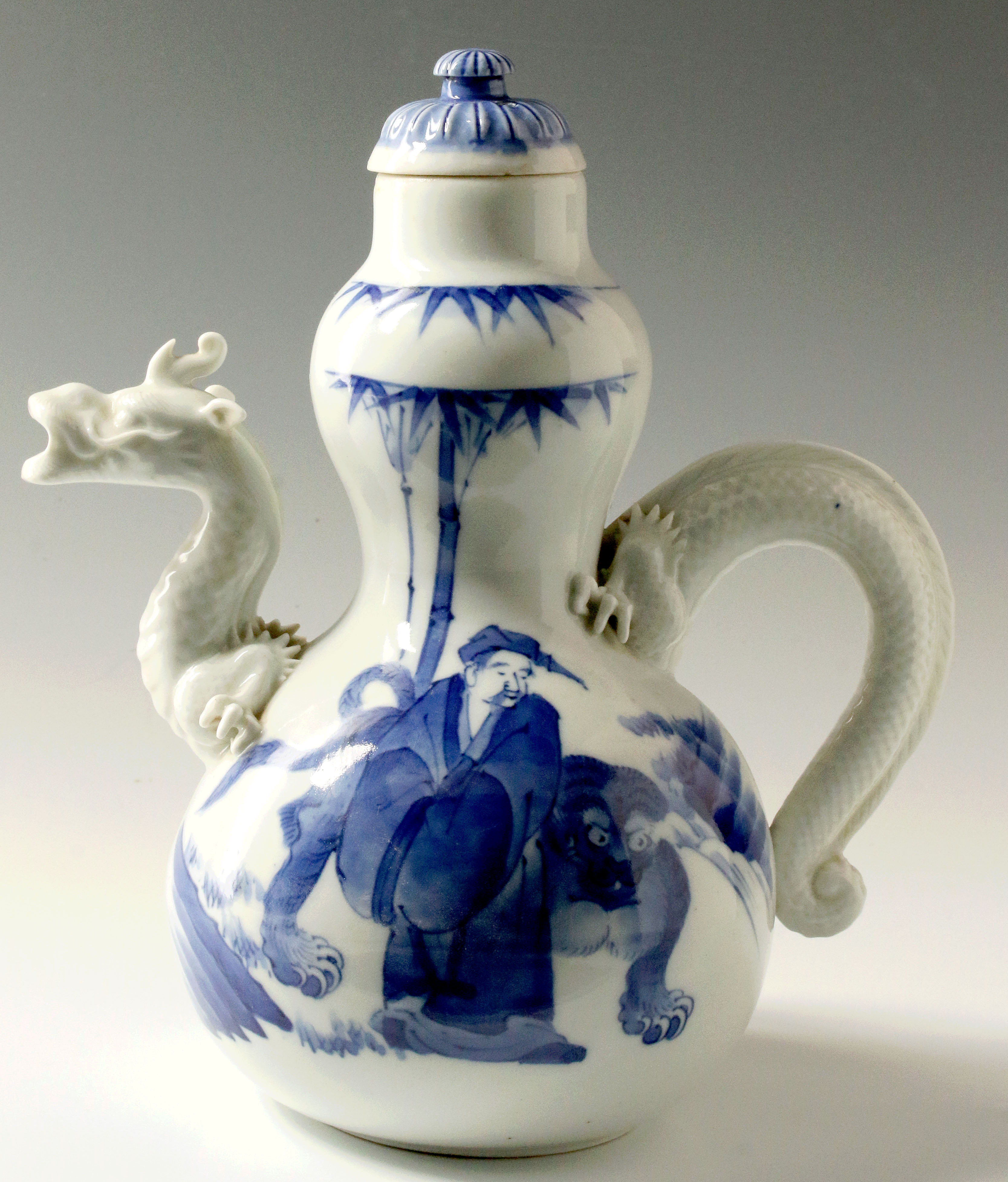 A MEIJI JAPANESE HIRADO WARE SAKE EWER WITH SNAKE