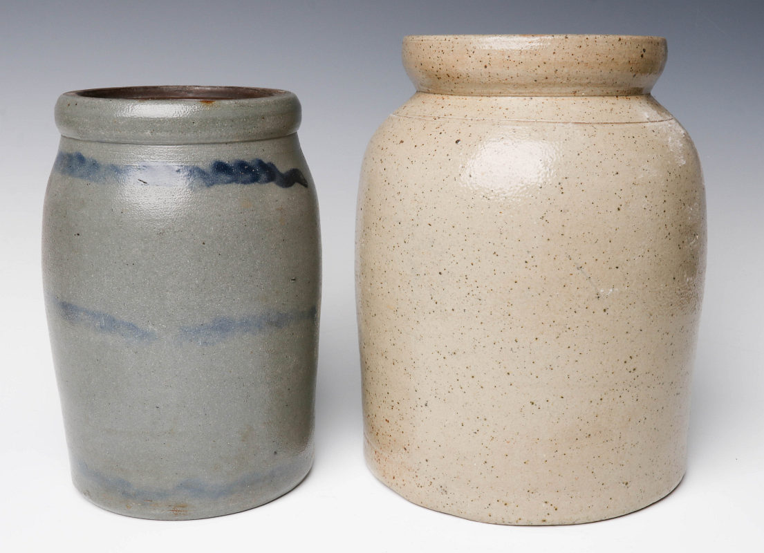 TWO 19TH CENTURY STONEWARE CANNING JARS