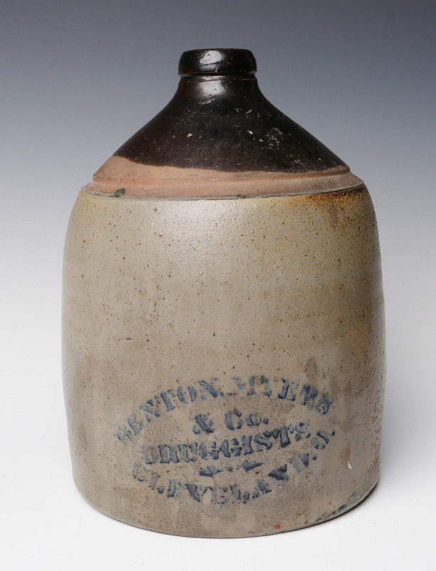 A 19TH C. STONEWARE WHISKEY ADVERTISING JUG