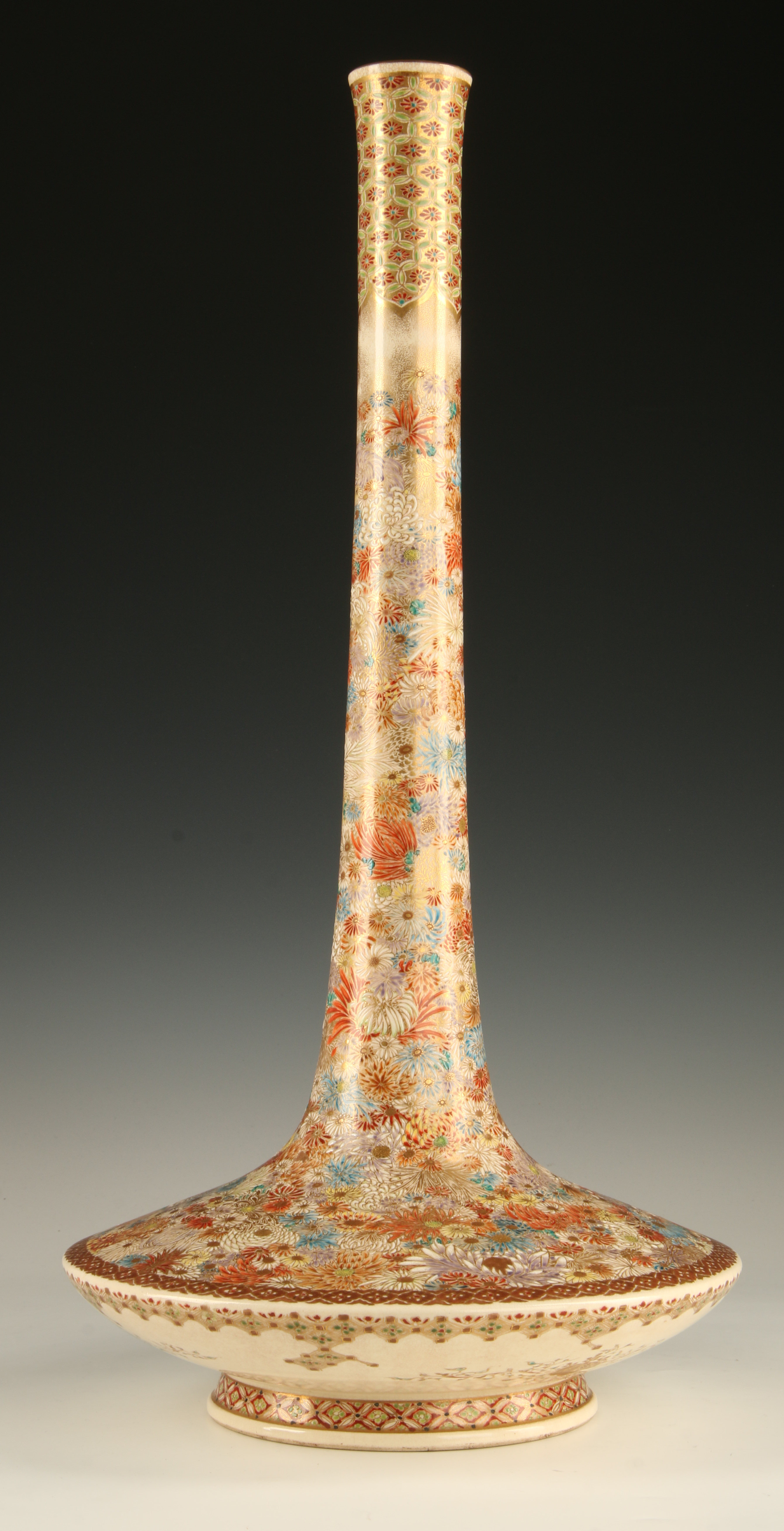 A MEIJI PERIOD JAPANESE SATSUMA POTTERY VASE 18 IN