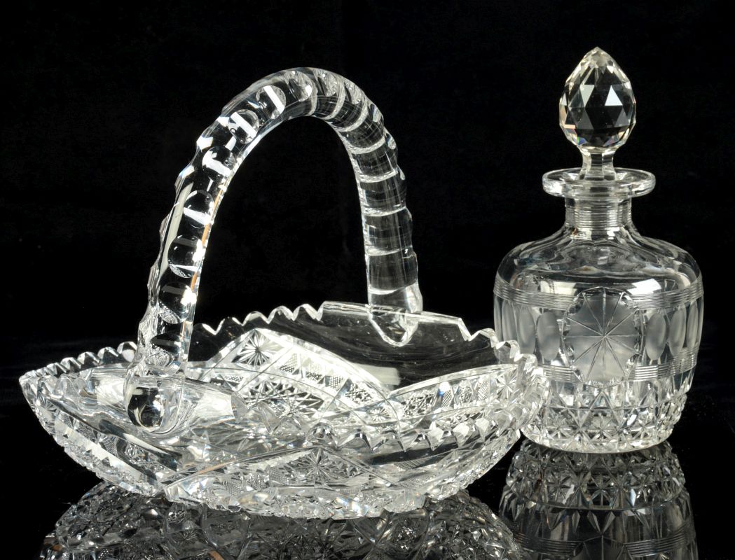 TWO AMERICAN BRILLIANT PERIOD CUT GLASS ITEMS