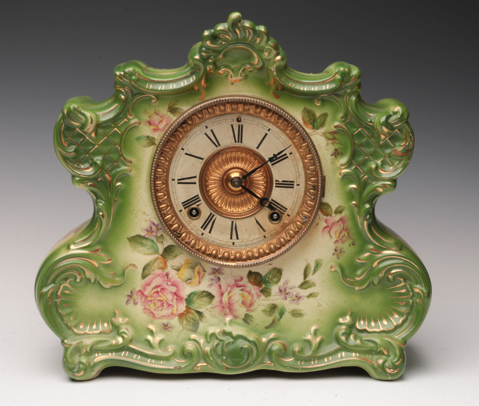 AN ANSONIA CHINA CASE CLOCK