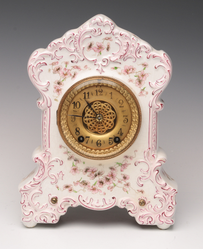 A WATERBURY CHINA CASE CLOCK