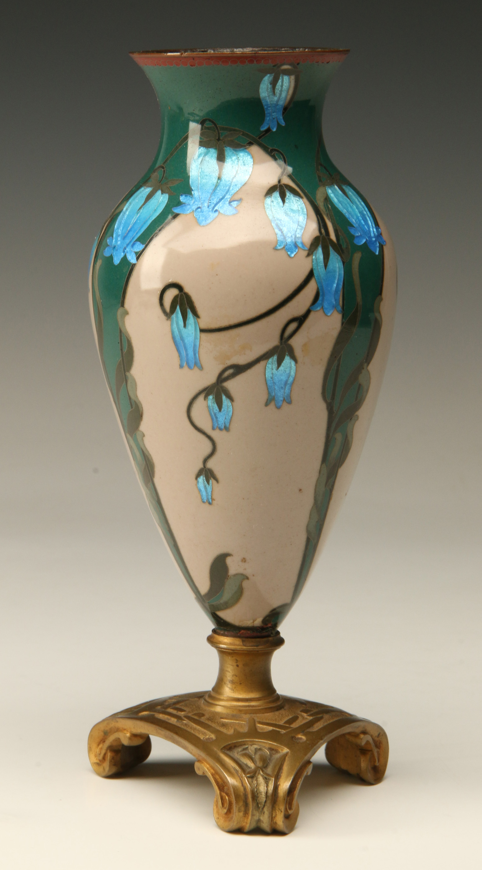 A JAPANESE CLOISONNE VASE ON ORMOLU STAND