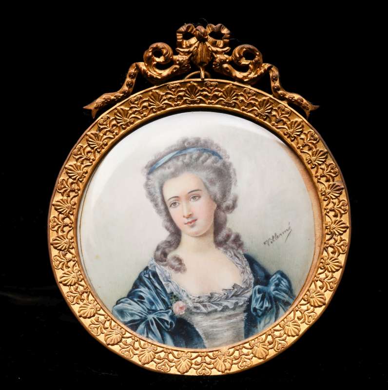 A 19TH C FRENCH MINIATURE PORTRAIT SIGNED VILLERME