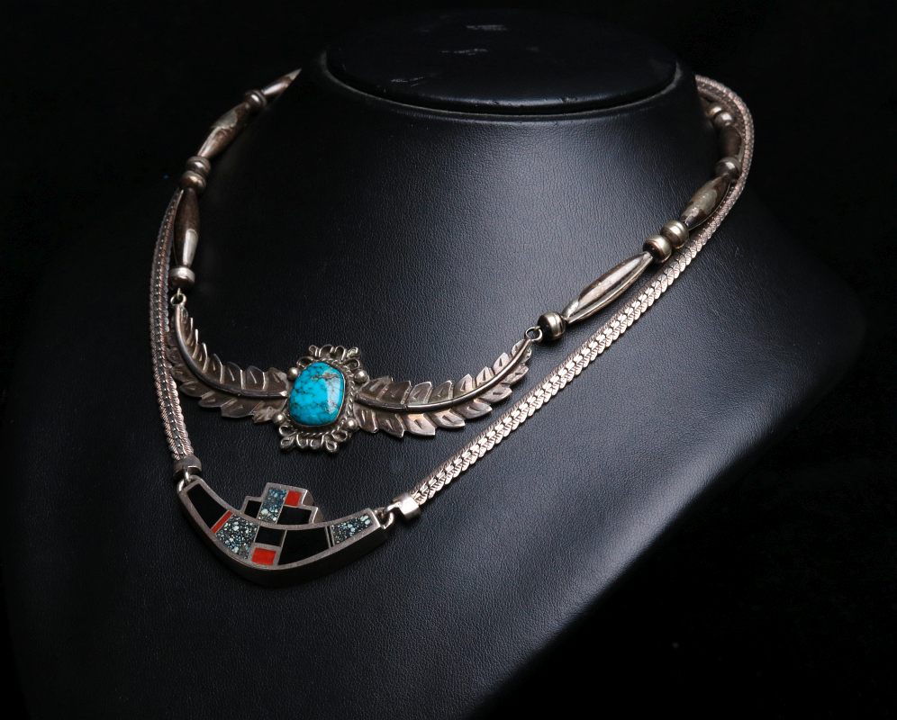 NAVAJO AND ZUNI STERLING SILVER CHOKERS