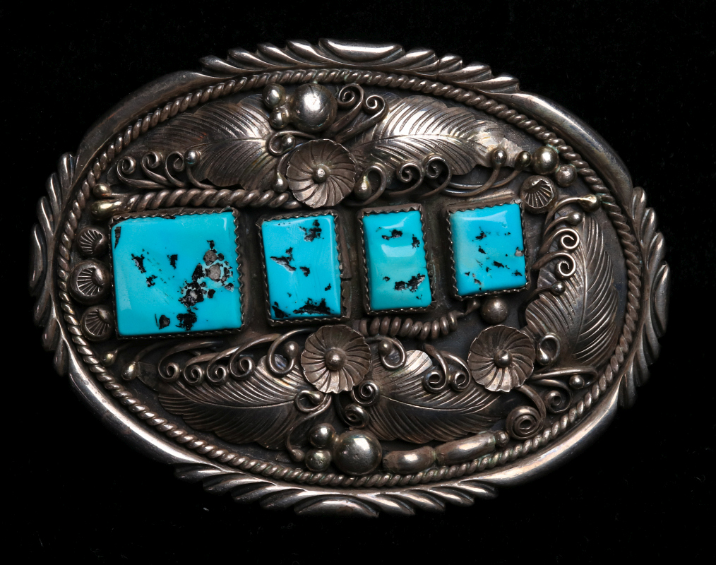 F. JAMES PREWITT (20TH C.) NAVAJO STERLING BUCKLE