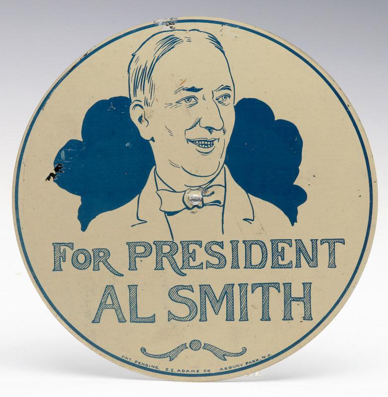 AL SMITH FOR PRESIDENT 1928 AUTOMOBILE SIGN