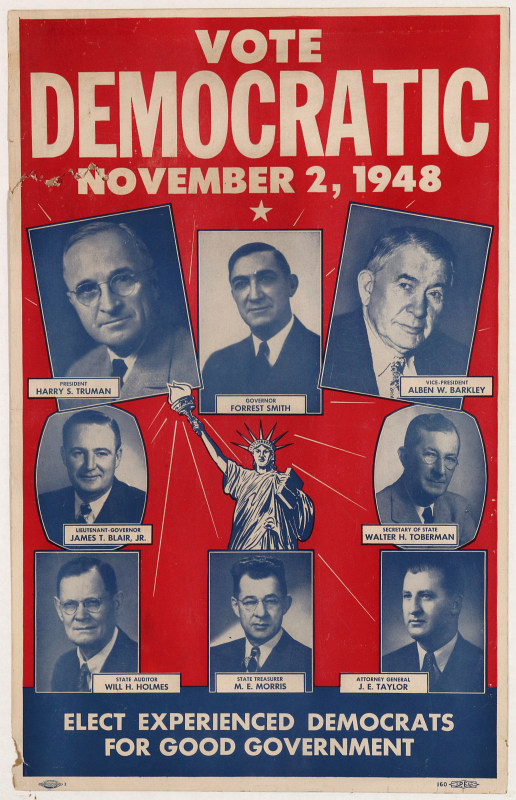 ORIGINAL 1948 DEMOCRATIC ELECTION POLITICAL POSTER