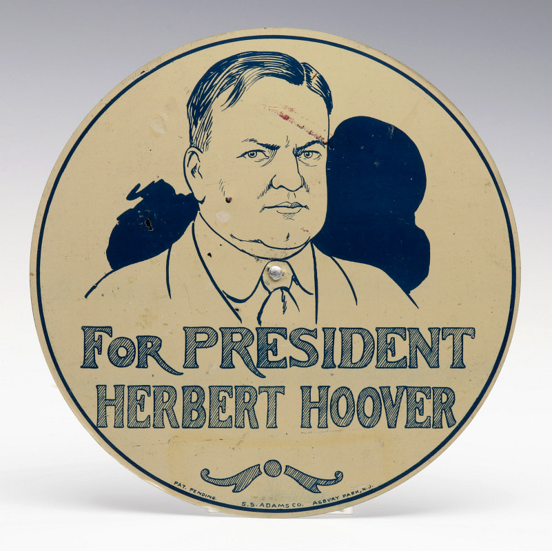 A CIRCA 1928 HERBERT HOOVER AUTOMOBILE BUMPER SIGN