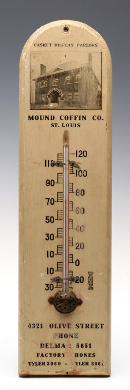 MOUND COFFIN CO ST. LOUIS MISSOURI THERMOMETER