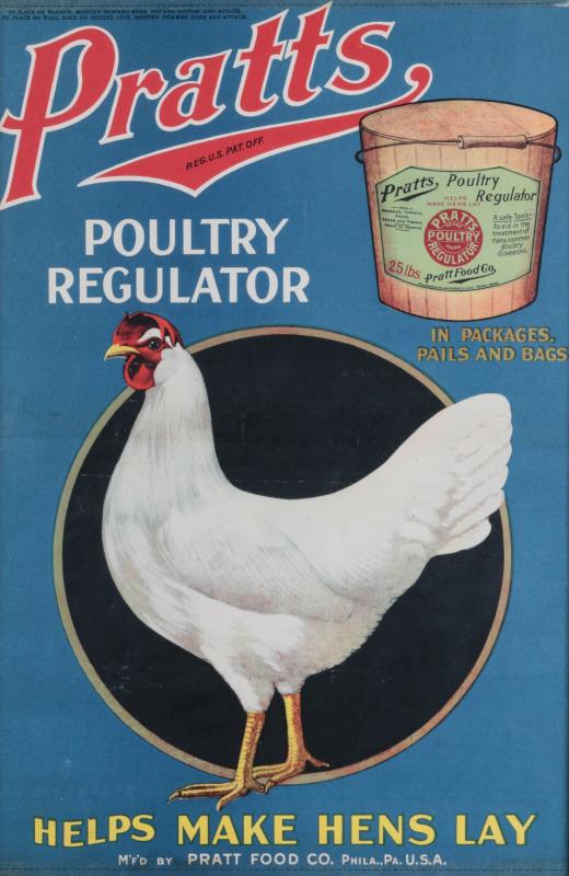 A RARE PRATTS POULTRY REGULATOR PAPER ADVTG POSTER