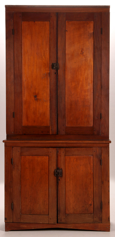 A 19TH CENTURY WALNUT STEP BACK CUPBOARD