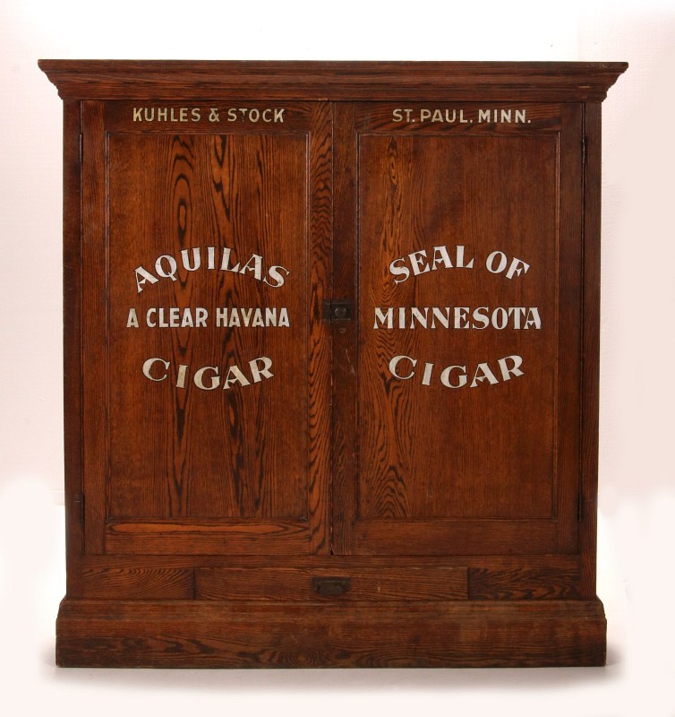 LARGE 1880 KUHLES & STOCK CIGAR ADVERTISING HUMIDOR