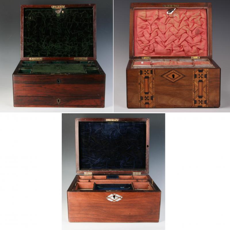 THREE VICTORIAN VANITY SET BOXES