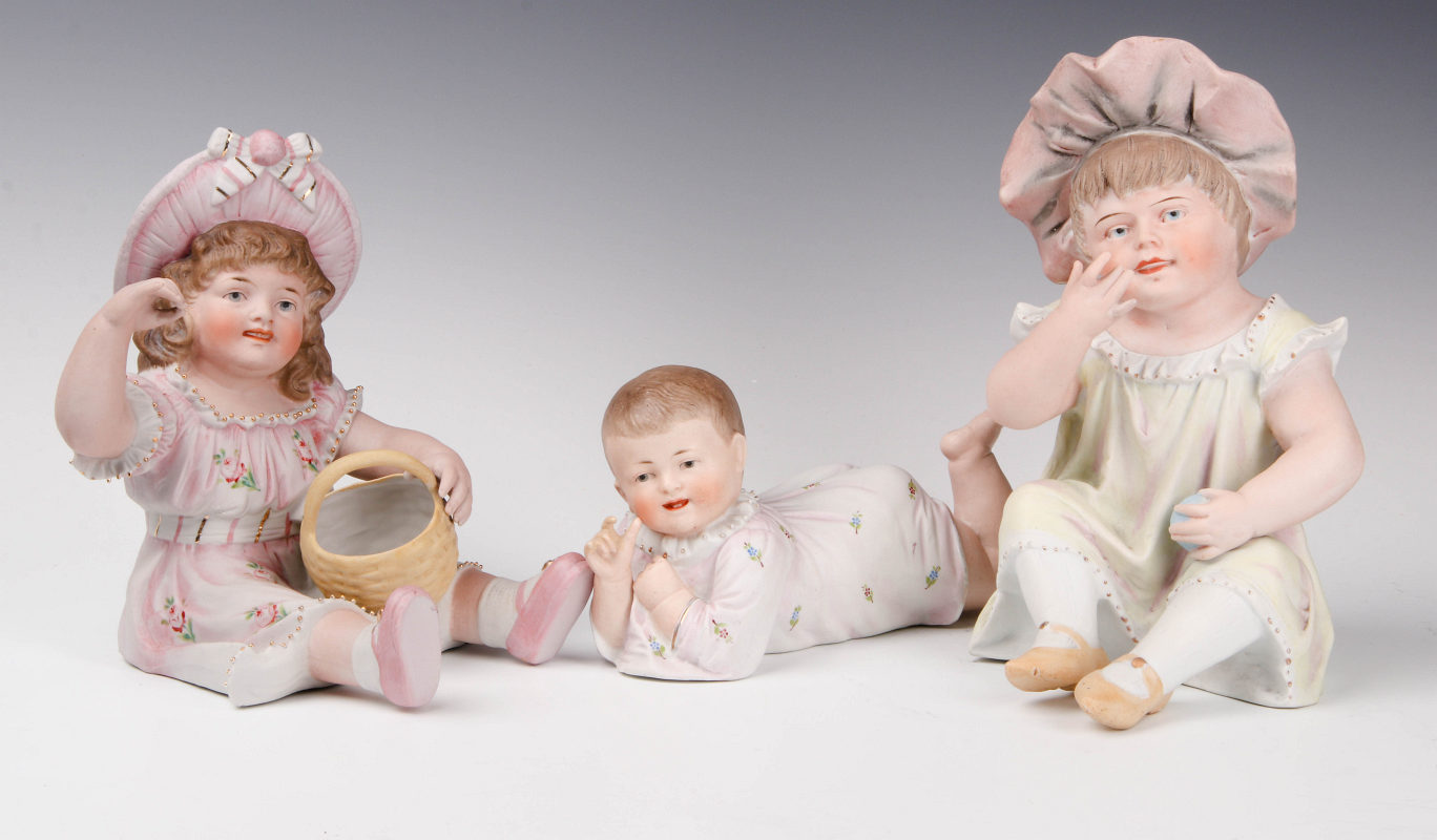 THREE 19TH CENTURY VICTORIAN BISQUE PIANO BABIES