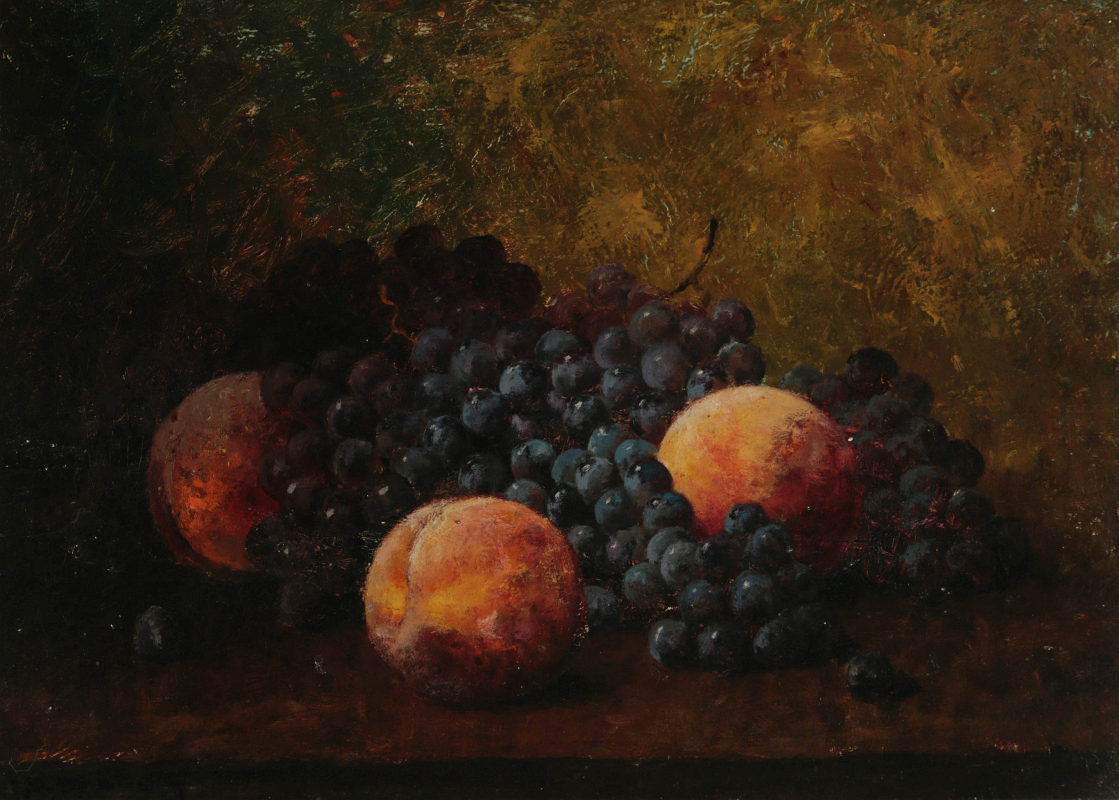 A 19TH CENT FRUIT STILL LIFE OIL ON ARTIST'S BOARD