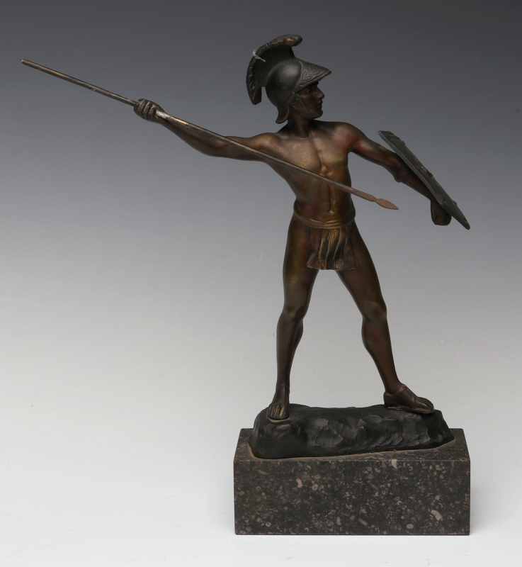 A 19TH CENT. BRONZE SOLDIER SIGNED SCHALLENBERG