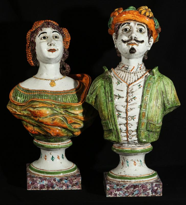 MID 20TH C ITALIAN TERRA COTTA BUSTS SIGNED RICCI