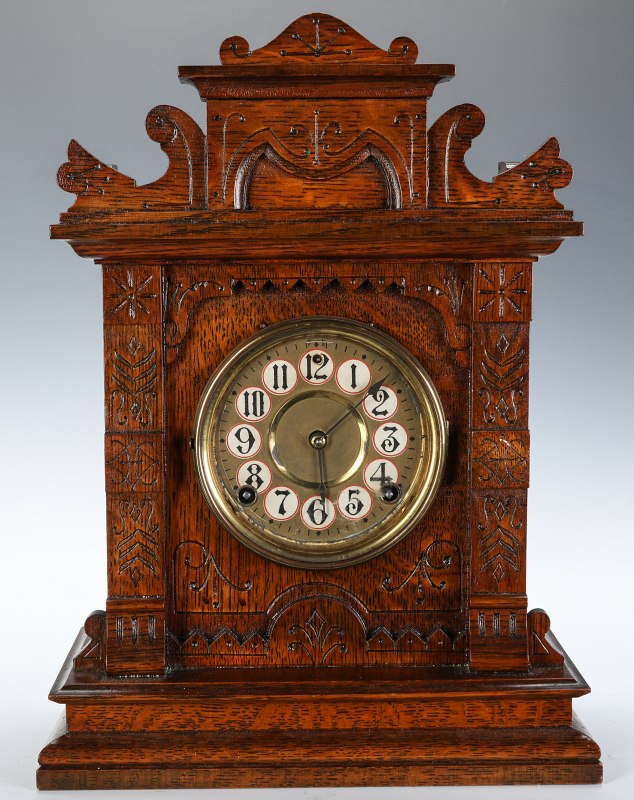 E. N. WELCH 'VARENA' OAK CASE BRACKET CLOCK