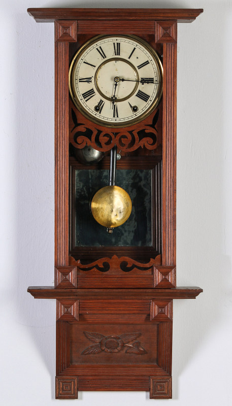 A GOOD NEW HAVEN WALNUT WALL REGULATOR WALL CLOCK