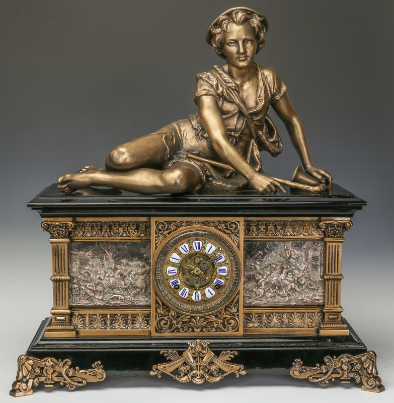 AN ANSONIA 'COLUMBIA' MASSIVE FIGURAL MANTEL CLOCK