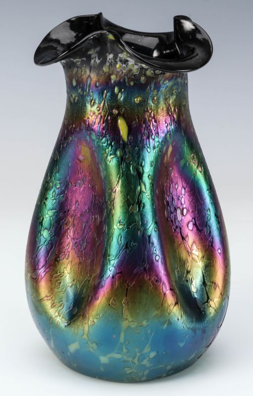 AN AMETHYST AUSTRIAN ART GLASS VASE WITH PONTIL