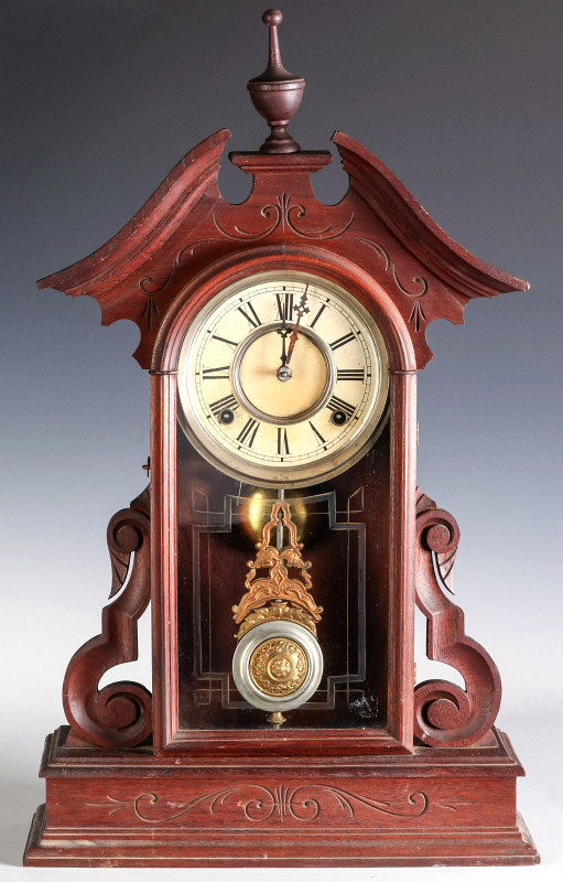 AN ORNATE VICTORIAN WALNUT PARLOR CLOCK ATTR OWEN