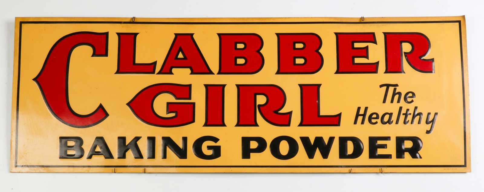 VINTAGE CLABBER GIRL EMBOSSED TIN ADVERTISING SIGN