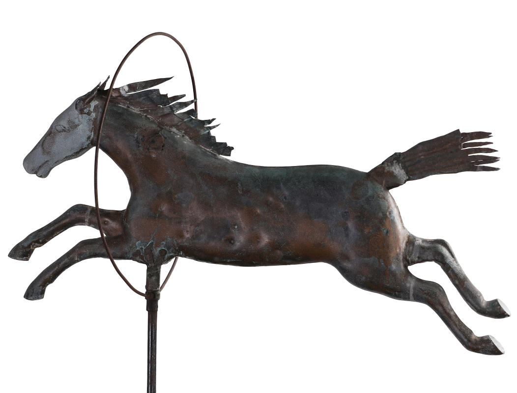 A 19TH C MOLDED COPPER WEATHERVANE ATTR A.L JEWELL