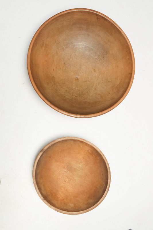 TWO 19TH C. AMERICAN WOOD DOUGH BOWLS