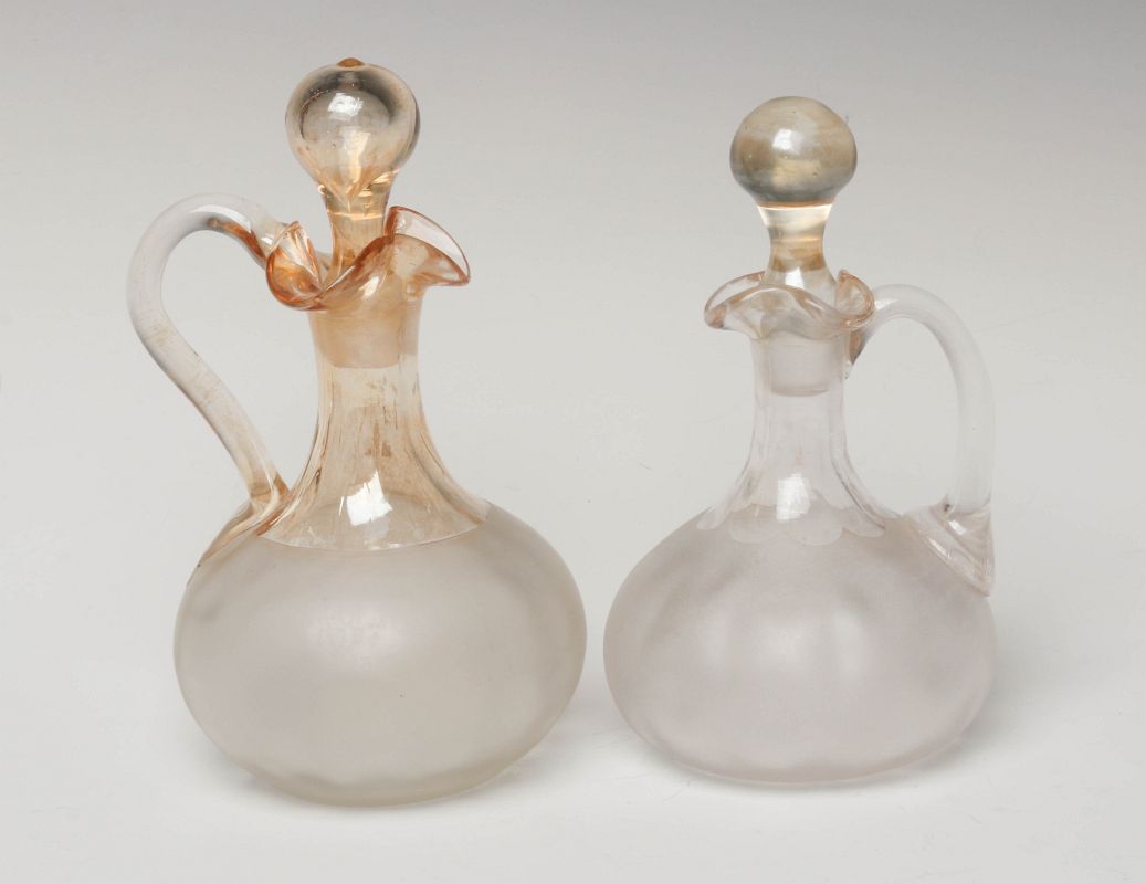 TWO NEW ENGLAND GLASS CO POMONA GLASS CRUETS