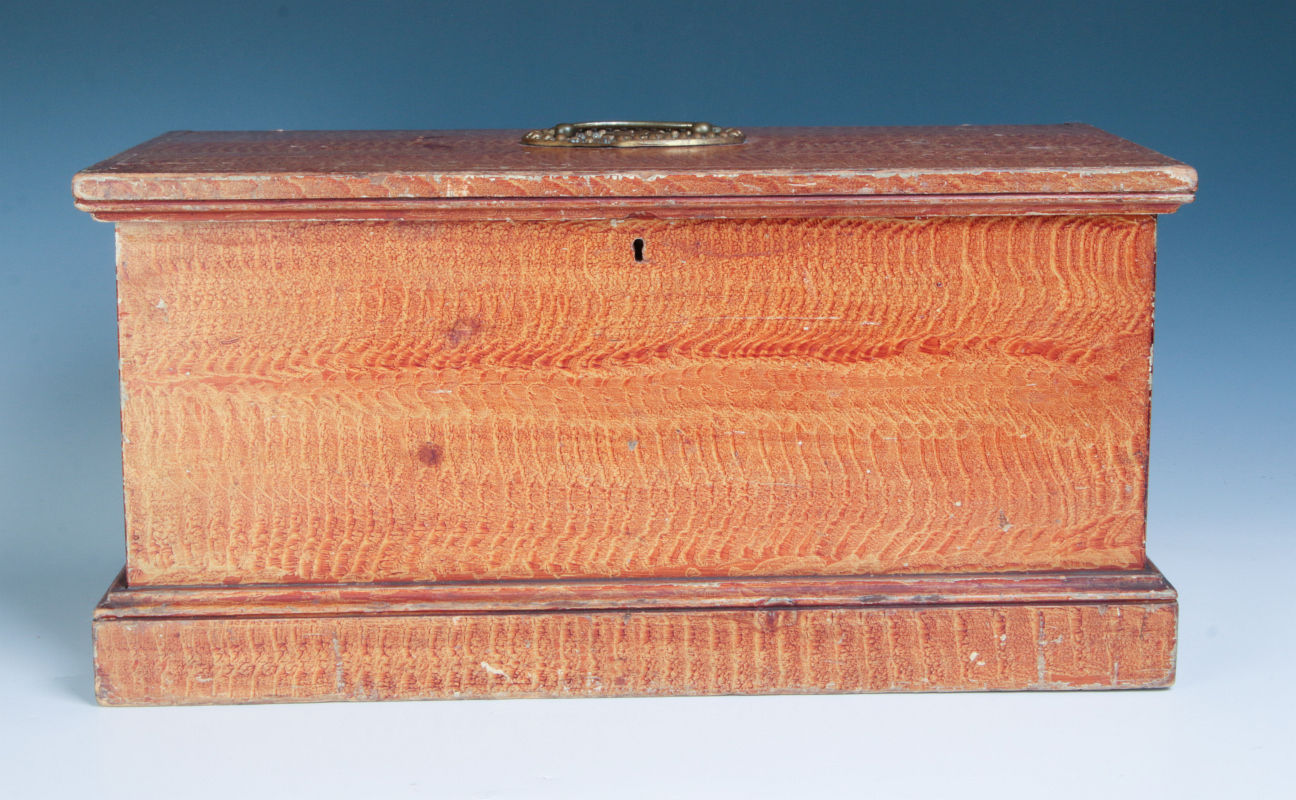 A GOOD 19TH C. AMERICAN GRAIN PAINTED DOCUMENT BOX