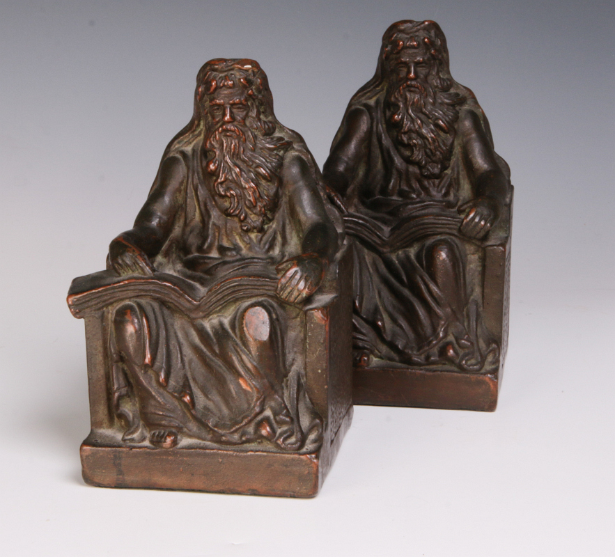 A PAIR BRONZE ART BRONZE CLAD BOOKENDS