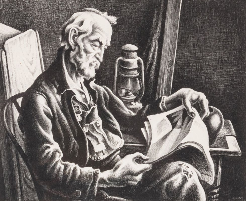 THOMAS HART BENTON (1889-1975) PENCIL SIGNED LITHO