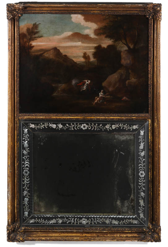 AN 18TH CENTURY ITALIAN TRUMEAU MIRROR