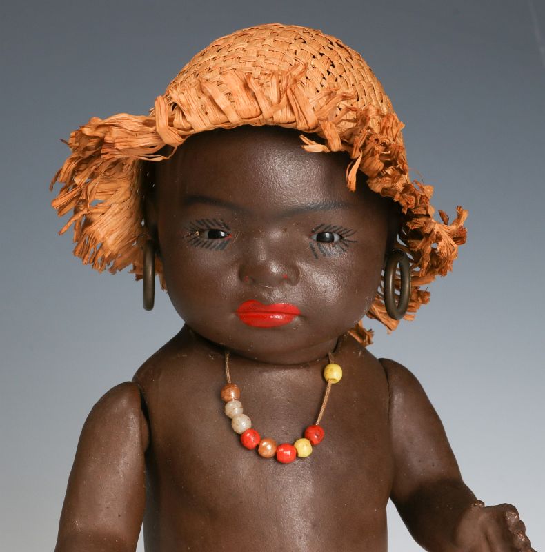 #6536: AN ERNST HEUBACH ALL BISQUE BLACK CHARACTER DOLL