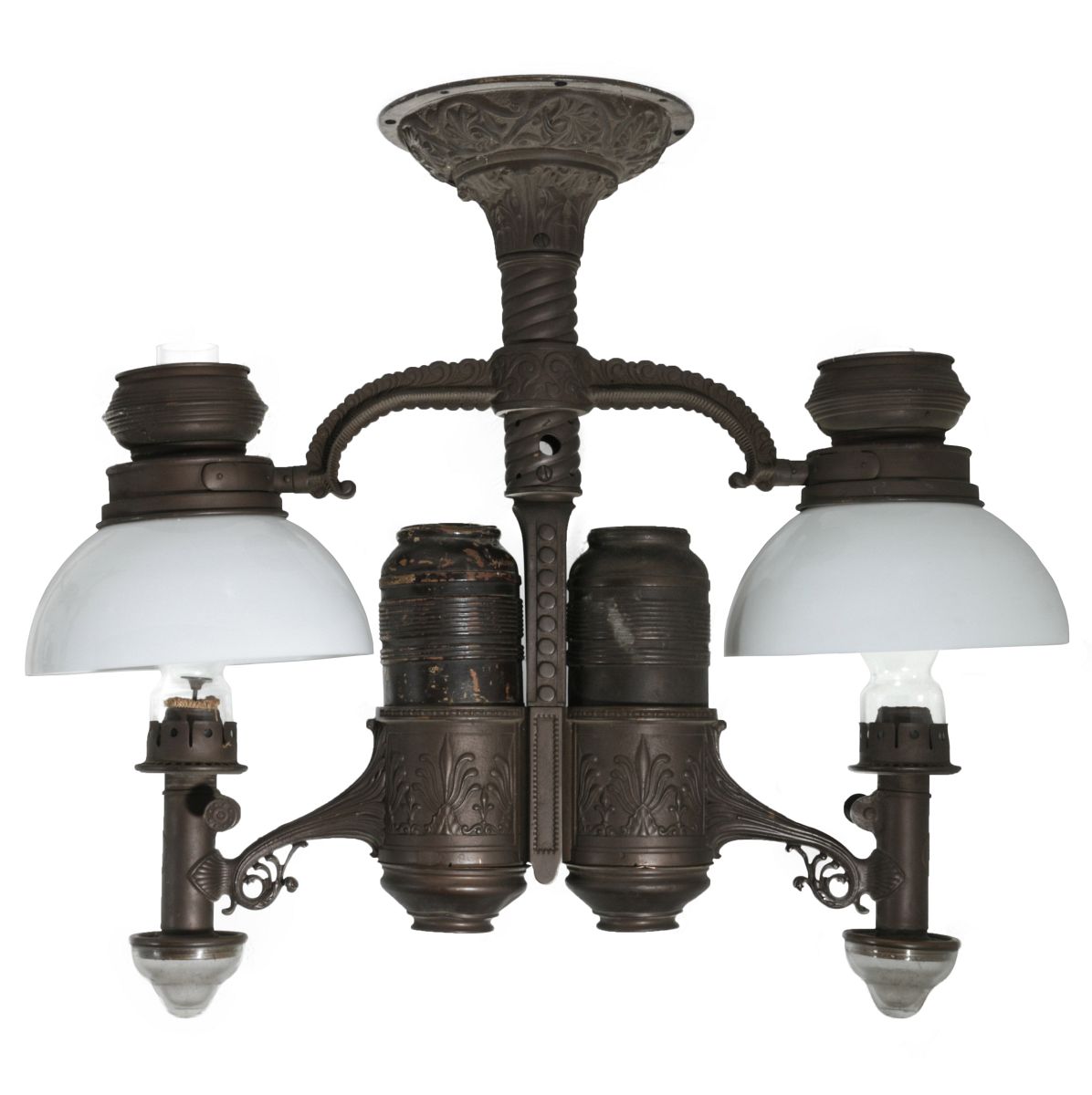 AN ANTIQUE RAILROAD CAR TWO-LIGHT CHANDELIER