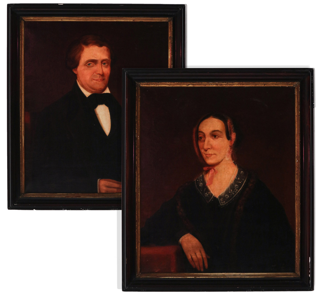 AMERICAN SCHOOL OIL ON CANVAS PORTRAIT PAIR