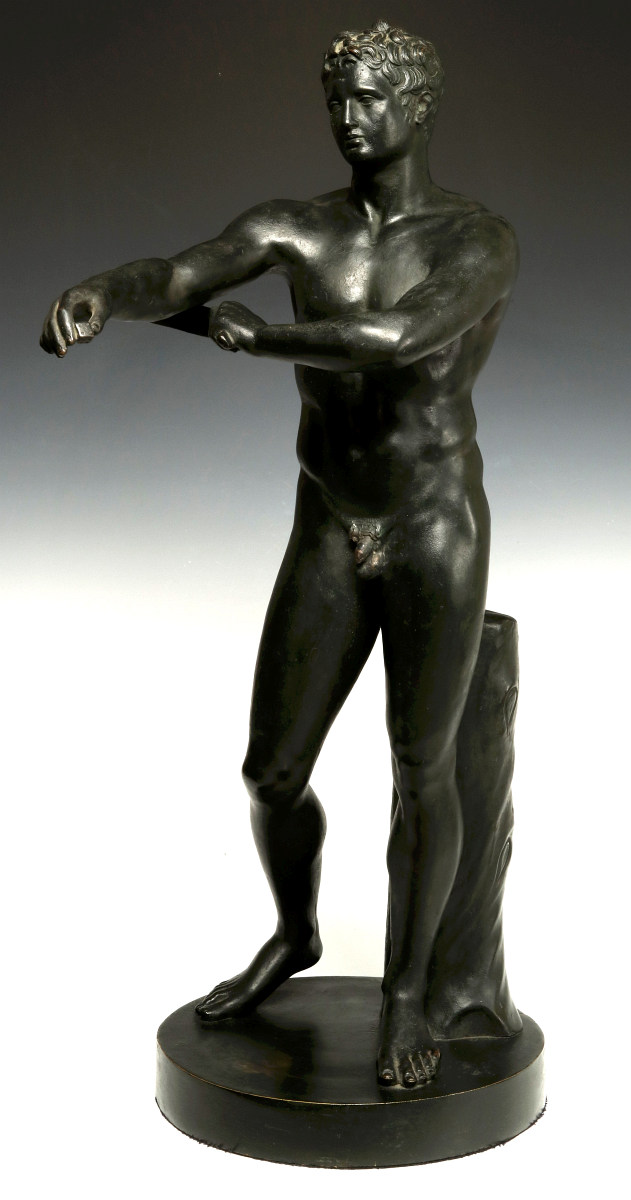 A 19TH CENT ITALIAN GRAND TOUR BRONZE ATHLETE