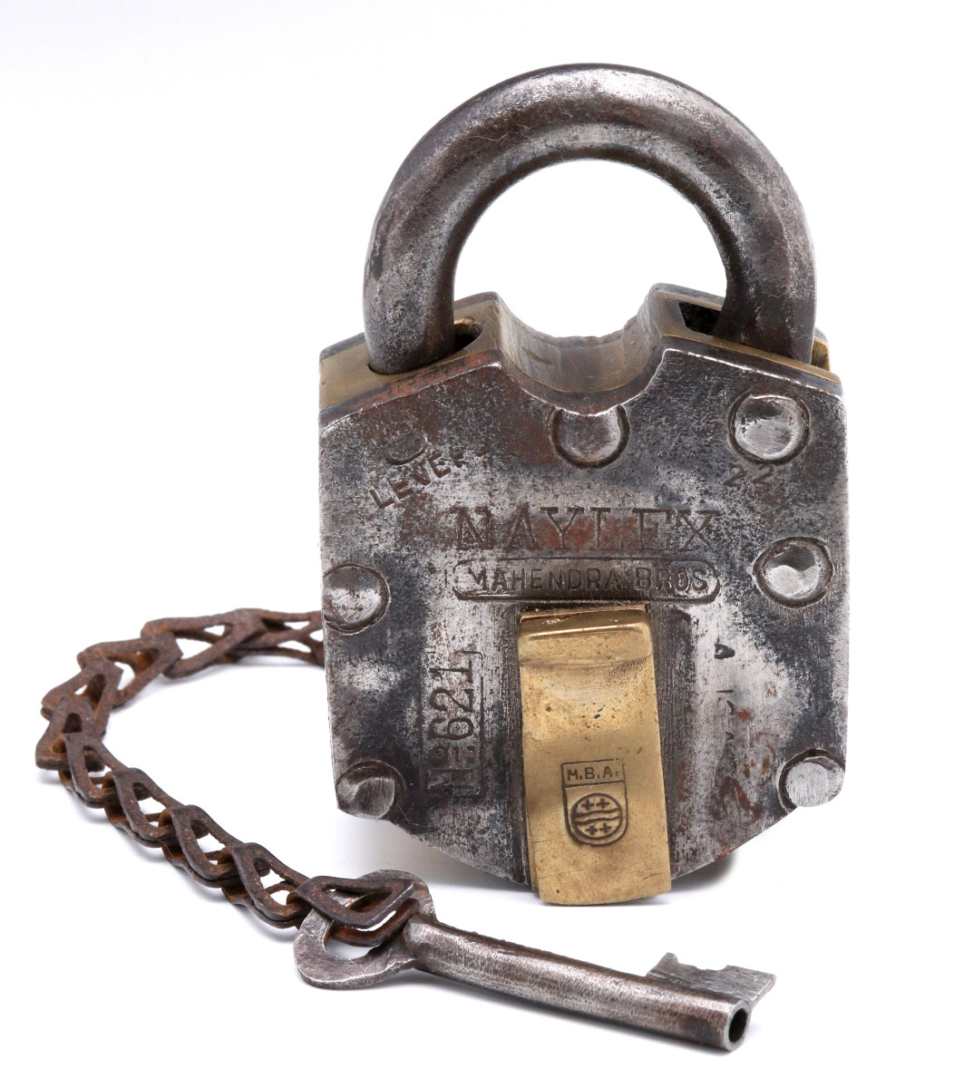 A MAYLEX LAYERED BRASS AND IRON LOCK CIRCA 19TH C.