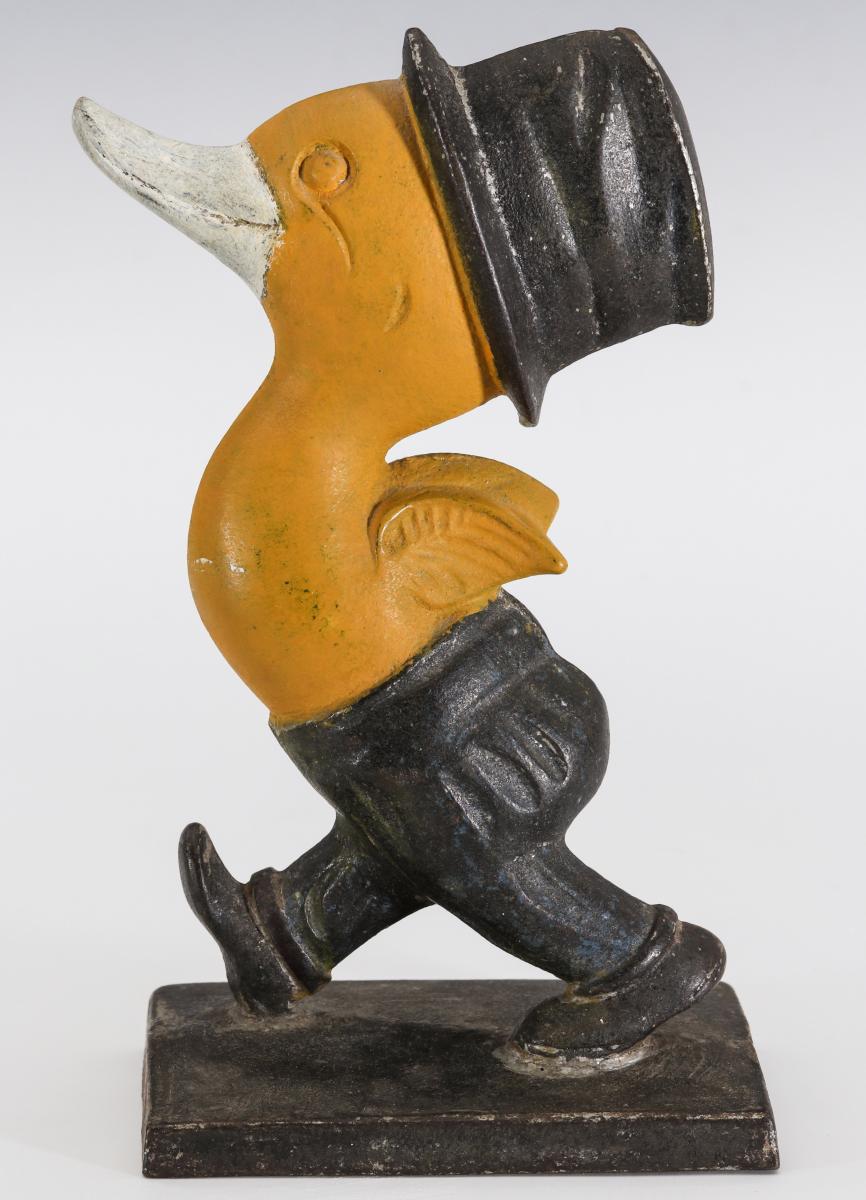 A TAYLOR COOK 'DUCK IN TOP HAT' CAST IRON DOORSTOP